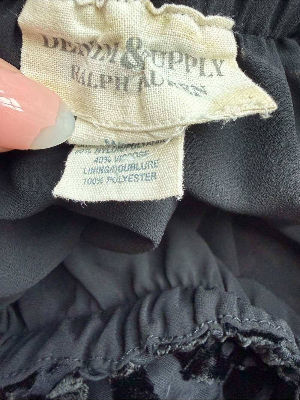 Denim & Supply Ralph Lauren Black Burnout Velvet Handkerchief Skirt M Boho - Picture 10 of 11